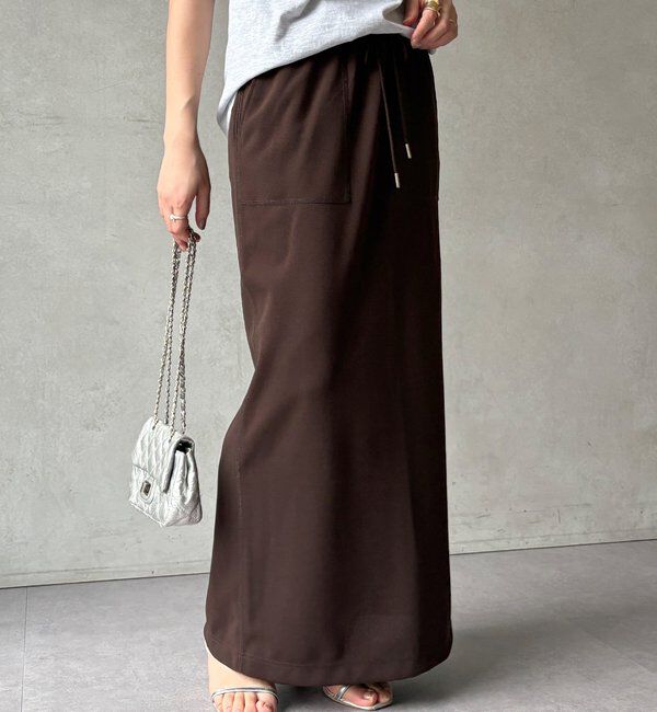  「【WEB限定】カットジョーゼットタイトスカート」|スカート|ブラウン