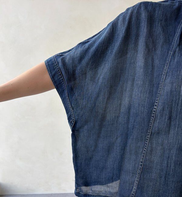  「シアーデニムポンチョ風ブラウス」|シャツ・ブラウス|