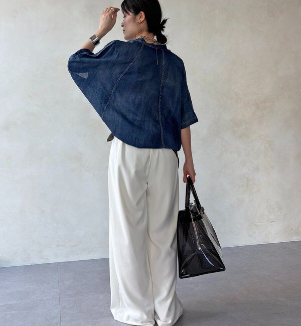  「シアーデニムポンチョ風ブラウス」|シャツ・ブラウス|