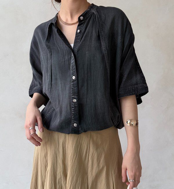  「シアーデニムポンチョ風ブラウス」|シャツ・ブラウス|