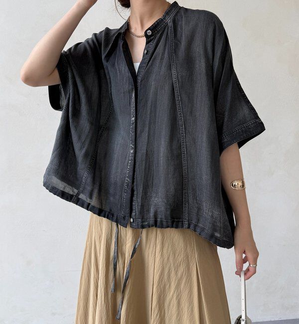  「シアーデニムポンチョ風ブラウス」|シャツ・ブラウス|