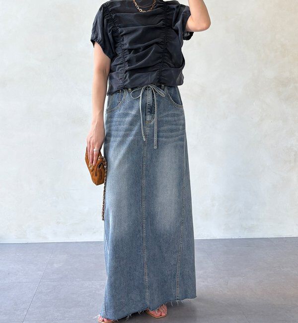  「【WEB限定】キュプラ混シャーリングブラウス」|シャツ・ブラウス|