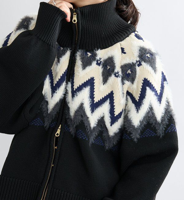  「【モダンな印象】ノルディックニットブルゾン」|カーディガン|