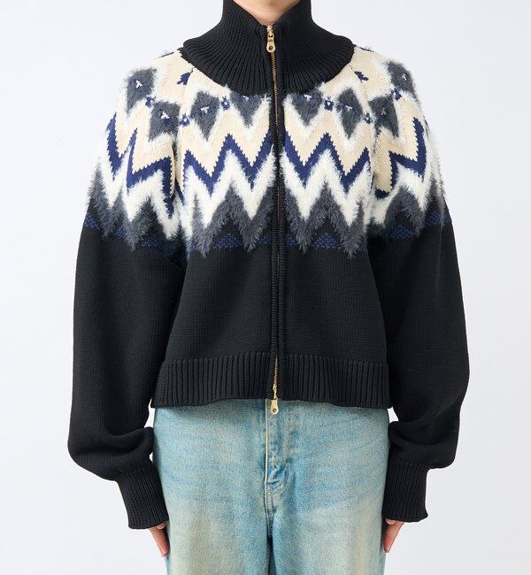  「【モダンな印象】ノルディックニットブルゾン」|カーディガン|