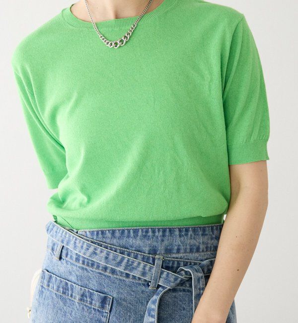  「予約【A・MONN(アモン)】HALF SLEEVE KNIT」|ニット・セーター|グリーン