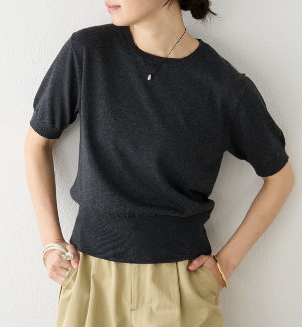  「予約【A・MONN(アモン)】HALF SLEEVE KNIT」|ニット・セーター|