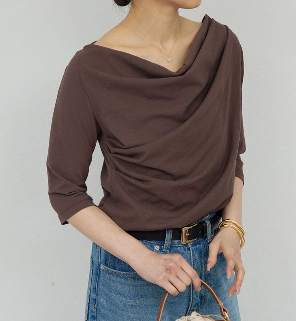  「【2WAY】ハーフスリーブカットソー」|Tシャツ・カットソー|ブラウン