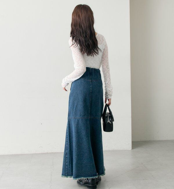  「デニム切替マーメイドスカート」|スカート|