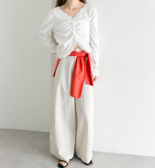  「ギャザーレースリブカーディガン」|Tシャツ・カットソー|