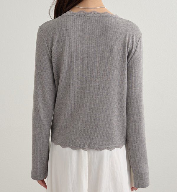  「ギャザーレースリブカーディガン」|Tシャツ・カットソー|