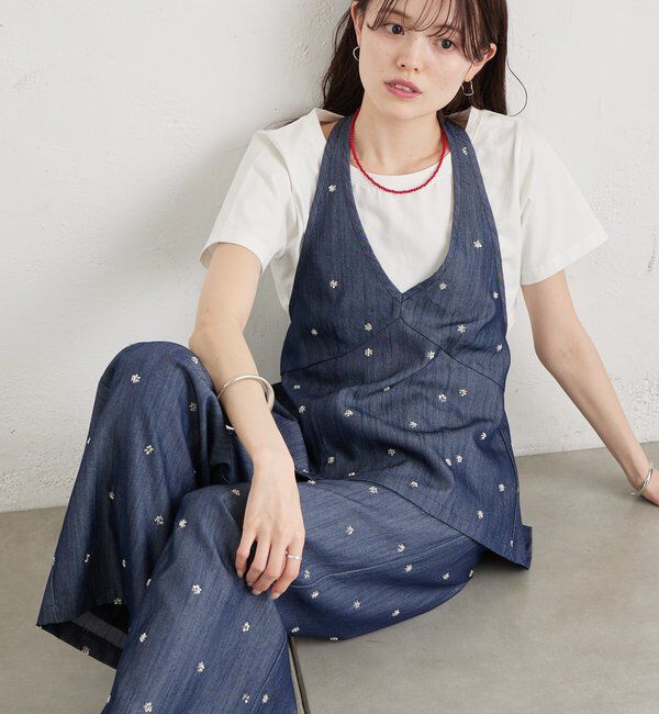  「ビジューフラワーホルタービスチェ」|シャツ・ブラウス|