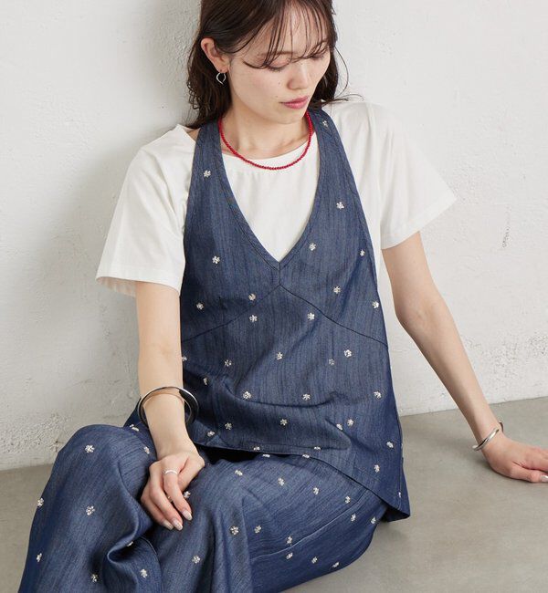  「ビジューフラワーホルタービスチェ」|シャツ・ブラウス|