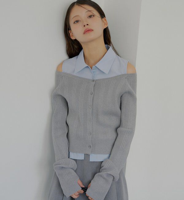  「シャツレイヤード2way カーディガン」|カーディガン|