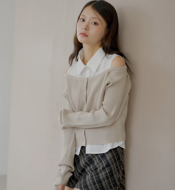  「シャツレイヤード2way カーディガン」|カーディガン|