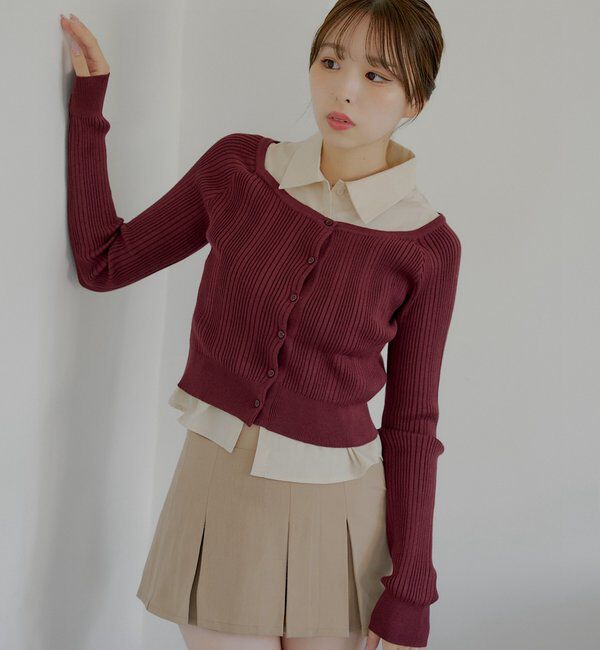  「シャツレイヤード2way カーディガン」|カーディガン|ブラウン