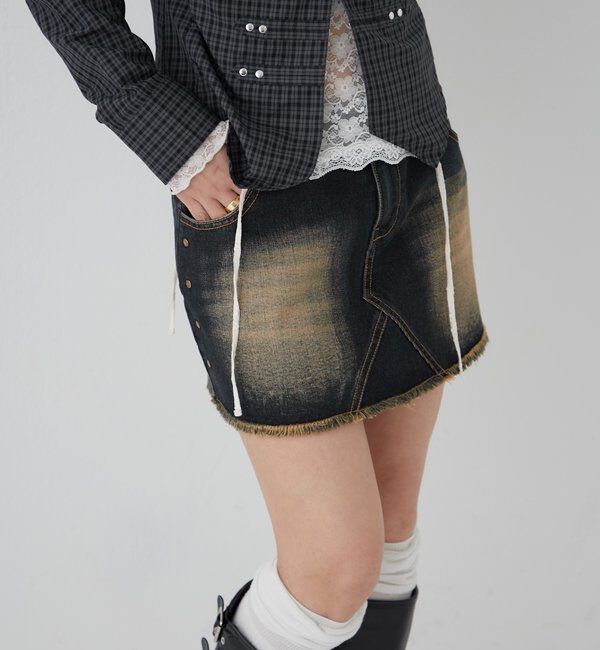  「スタッズデニムミニスカート」|スカート|