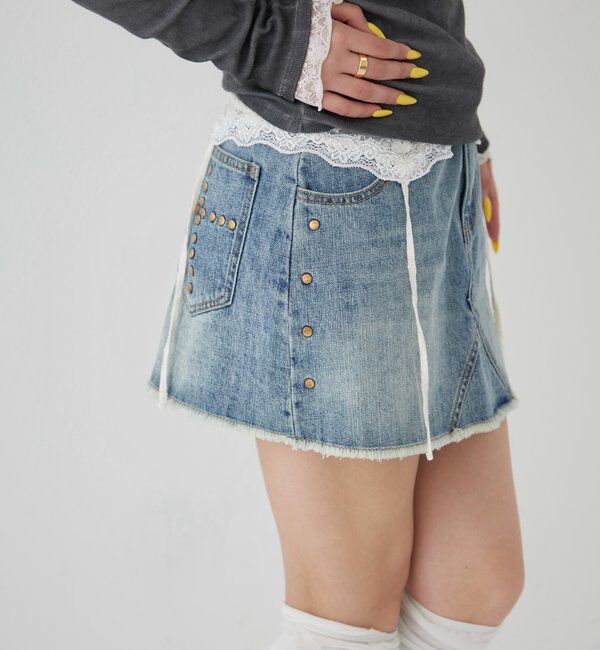  「スタッズデニムミニスカート」|スカート|
