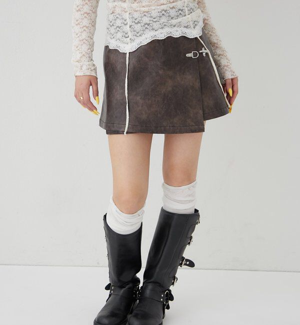  「ファイヤーマンレザーラップスカート」|スカート|