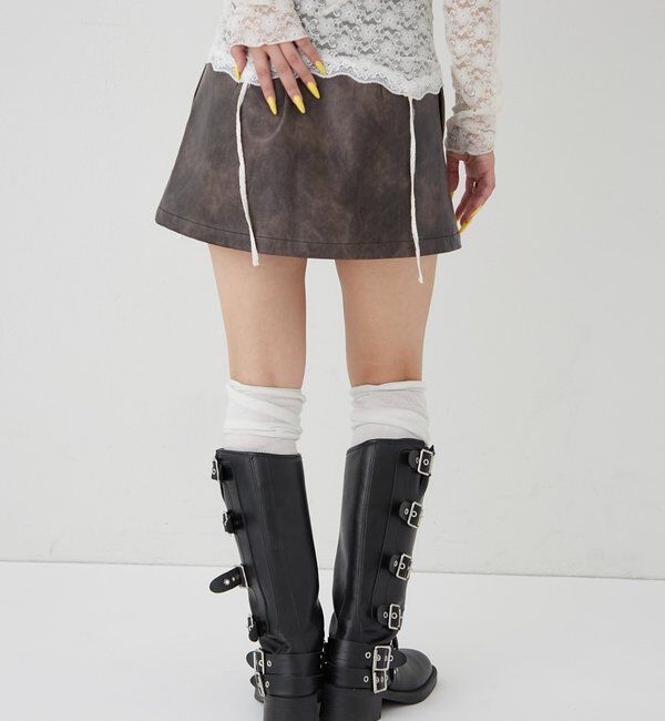  「ファイヤーマンレザーラップスカート」|スカート|
