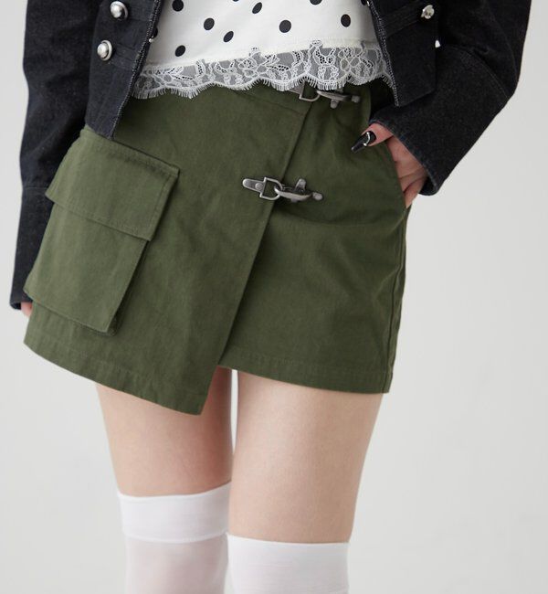  「ファイヤーマンミリタリーラップスカート」|スカート|カーキ