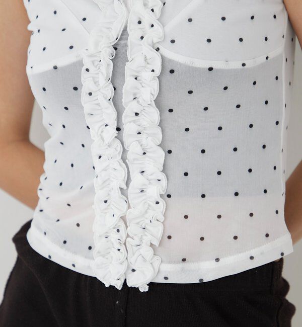  「センターフリルキャミ(チェック柄/ドット柄)」|キャミソール|