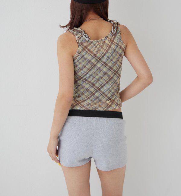  「センターフリルキャミ(チェック柄/ドット柄)」|キャミソール|
