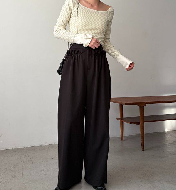  「【低身長サイズあり】ギャザーフリルパンツ」|チノ|