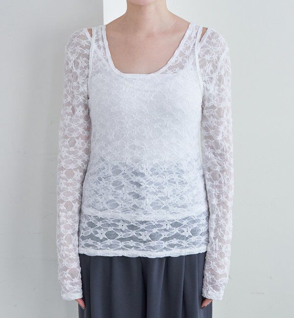  「レースレイヤードカットソー」|Tシャツ・カットソー|