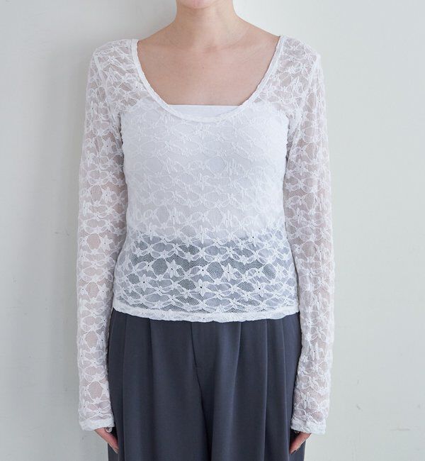  「レースレイヤードカットソー」|Tシャツ・カットソー|
