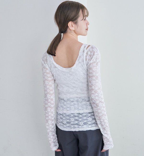  「レースレイヤードカットソー」|Tシャツ・カットソー|