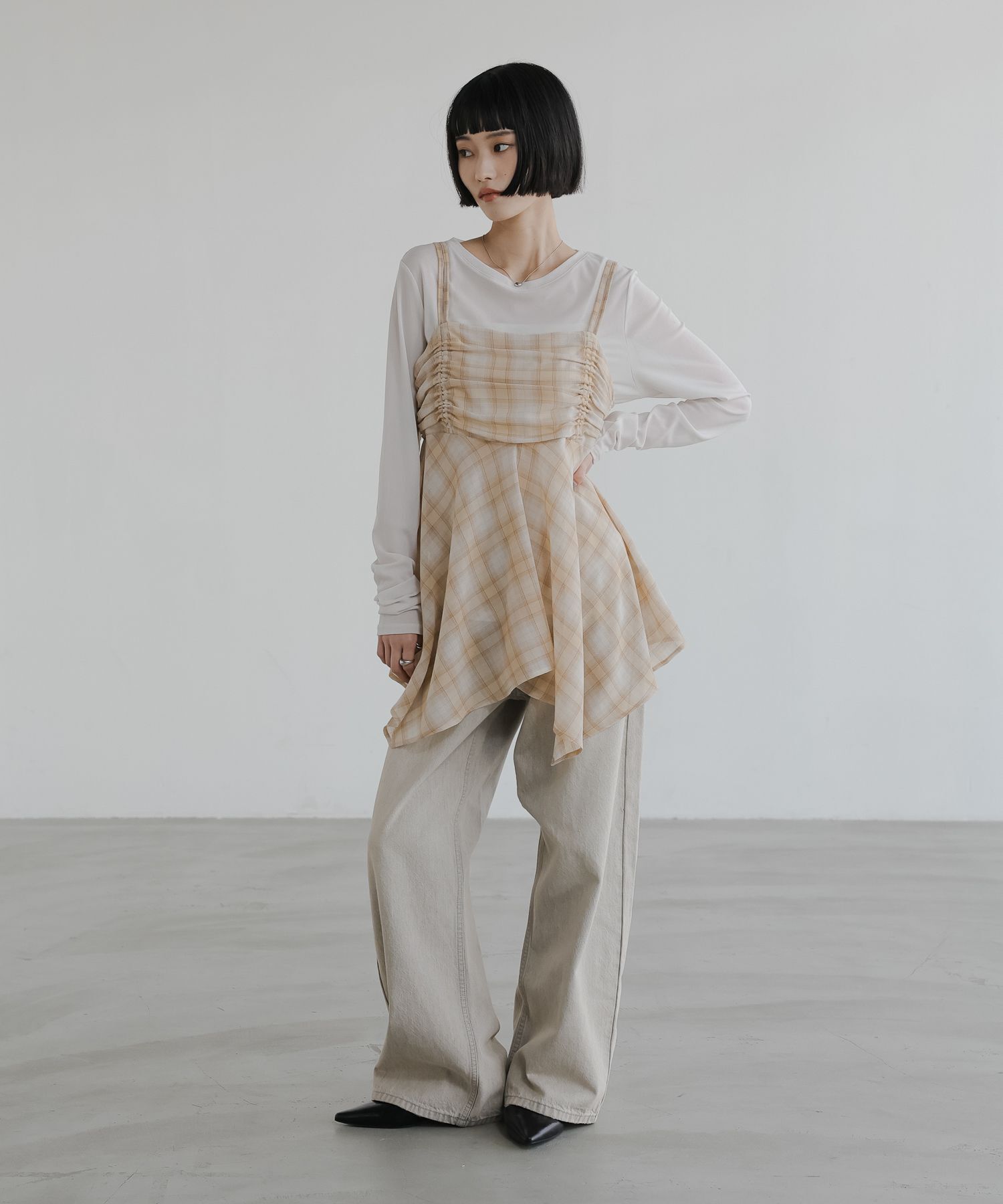 LOWRYS FARM「チェックキャミチュニック」|シャツ・ブラウス|