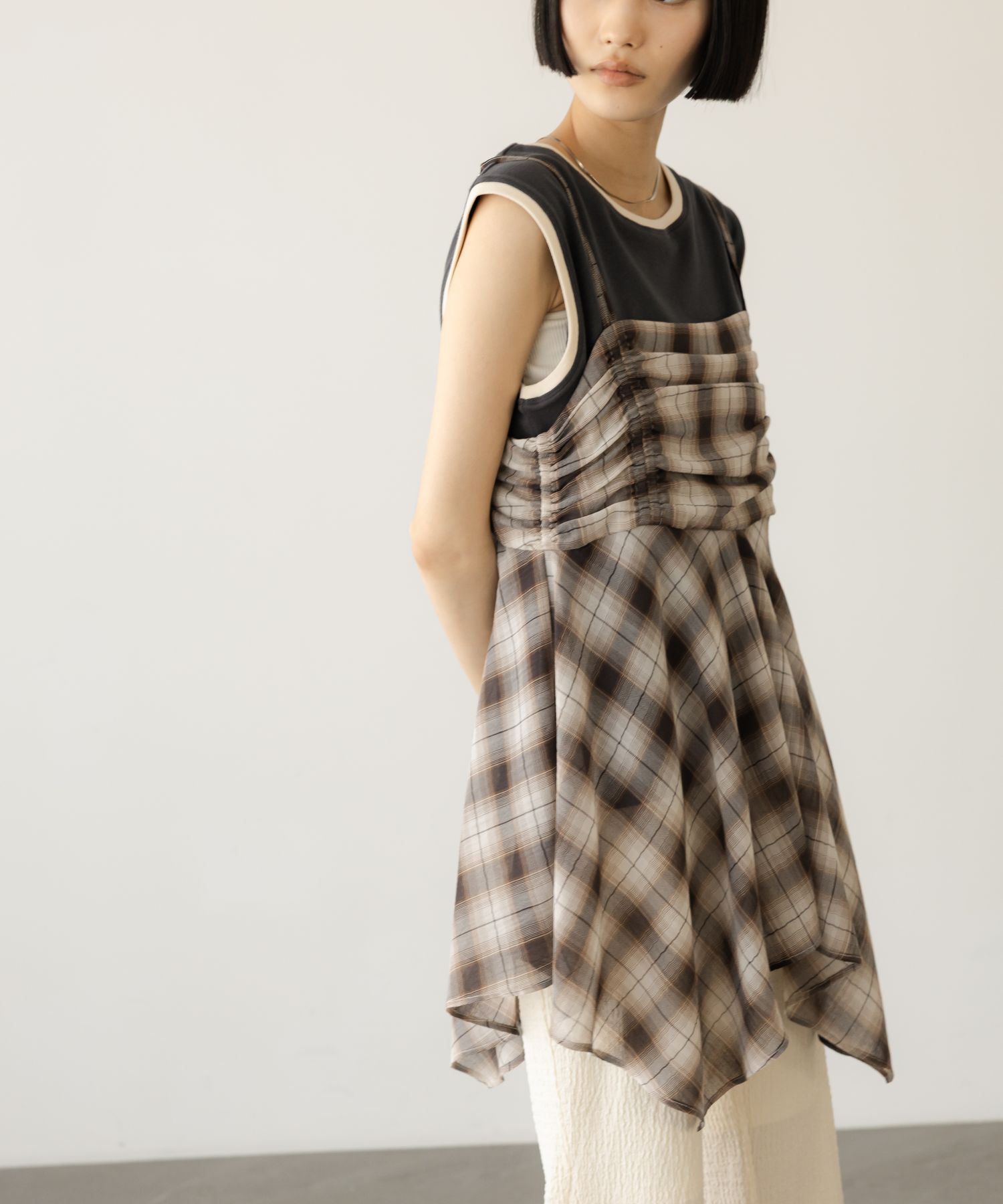 LOWRYS FARM「チェックキャミチュニック」|シャツ・ブラウス|