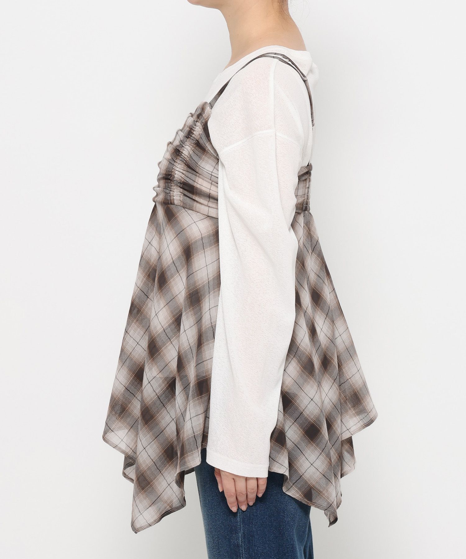 LOWRYS FARM「チェックキャミチュニック」|シャツ・ブラウス|