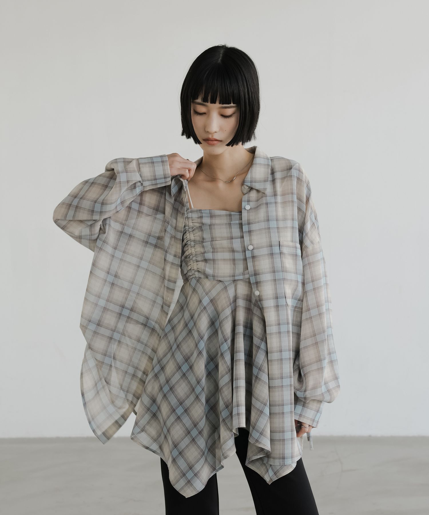 LOWRYS FARM「チェックキャミチュニック」|シャツ・ブラウス|