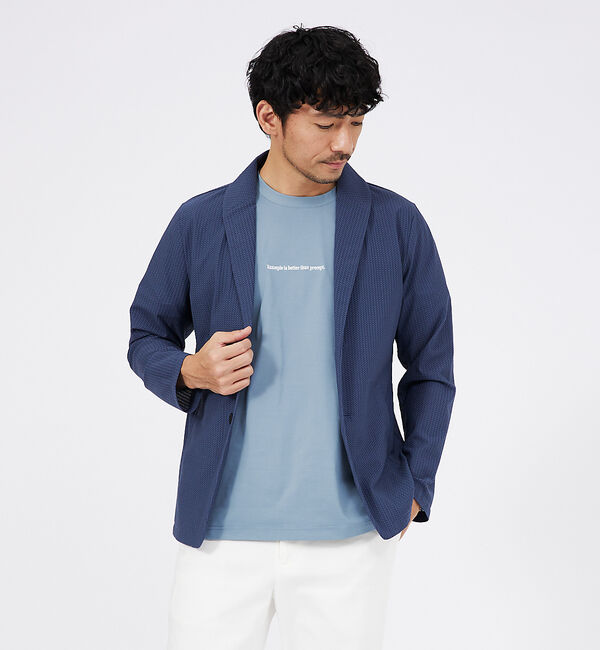 ABAHOUSE「ハニカムメッシュ　ショールブルゾン」|ブルゾン・スタジャン|ブルーグレー