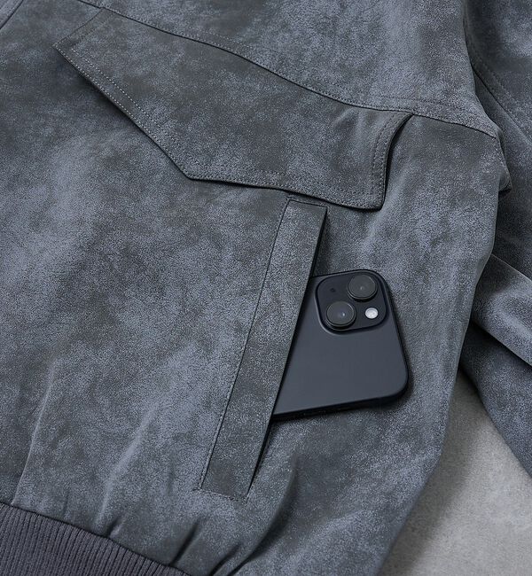 ABAHOUSE「【AH ABAHOUSE】クロップド ネオレザー A-2ジャケット」|ブルゾン・スタジャン|