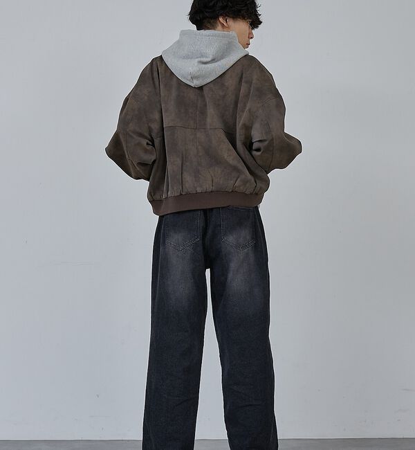 ABAHOUSE「【AH ABAHOUSE】クロップド ネオレザー A-2ジャケット」|ブルゾン・スタジャン|