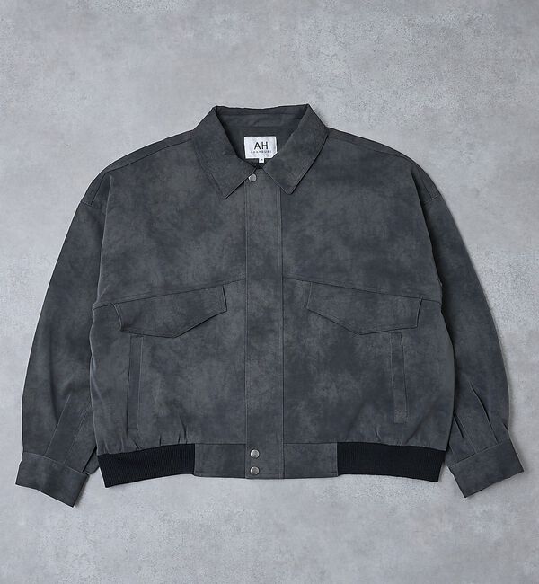 ABAHOUSE「【AH ABAHOUSE】クロップド ネオレザー A-2ジャケット」|ブルゾン・スタジャン|