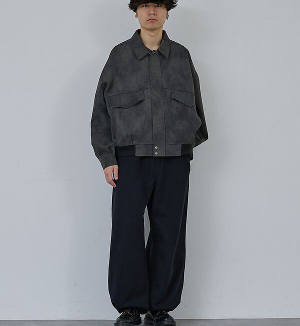 ABAHOUSE「【AH ABAHOUSE】クロップド ネオレザー A-2ジャケット」|ブルゾン・スタジャン|