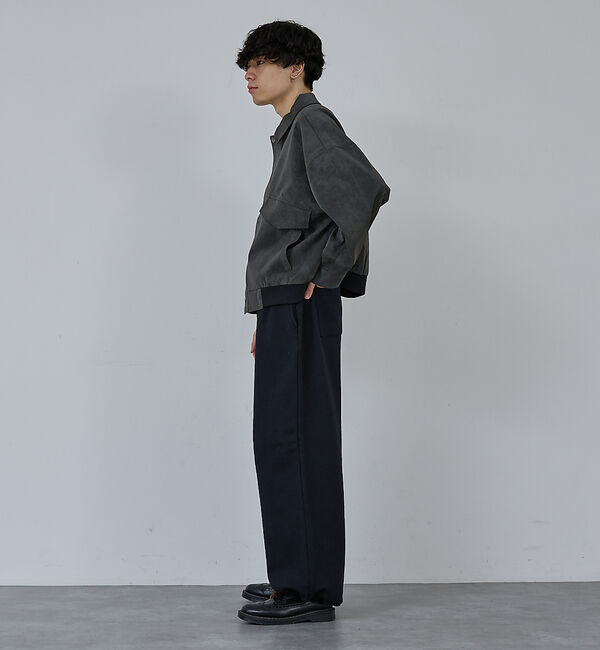 ABAHOUSE「【AH ABAHOUSE】クロップド ネオレザー A-2ジャケット」|ブルゾン・スタジャン|