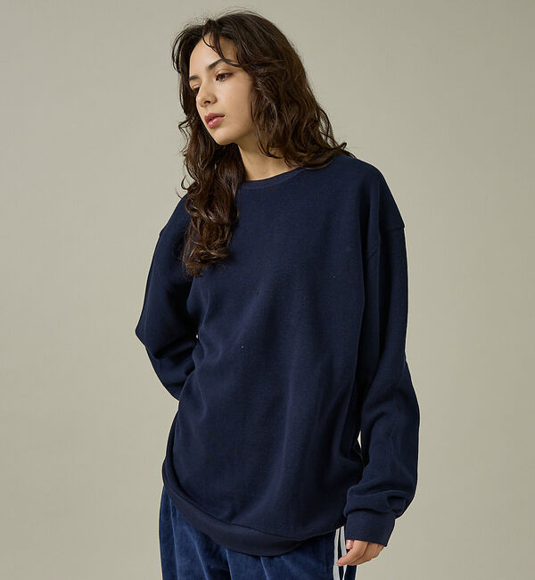 ABAHOUSE「【SEABEES / シービーズ】ニットソー クルーネック ロングスリーブティー」|Tシャツ・カットソー|ネイビー