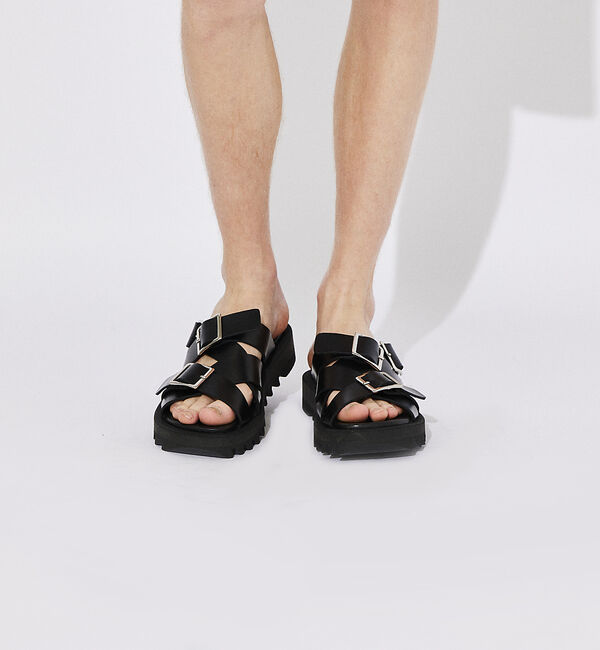 alfredoBANNISTER「【WRAP SHOES】トリプル バックル ボリュームソール スライドサンダル」|サンダル|
