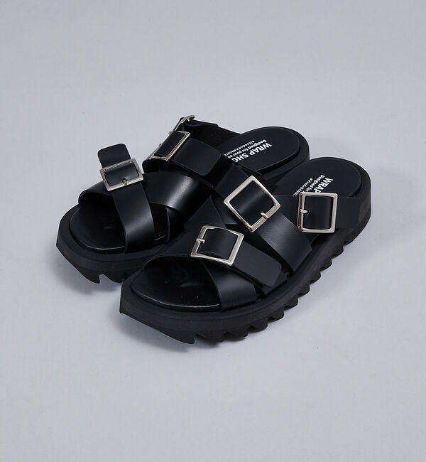 alfredoBANNISTER「【WRAP SHOES】トリプル バックル ボリュームソール スライドサンダル」|サンダル|