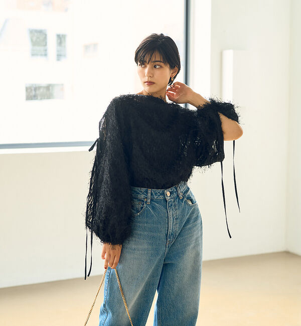 Rouge vif「フェザージャガードスリーブリボンブラウス」|シャツ・ブラウス|