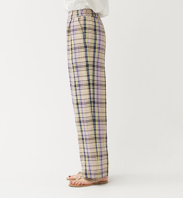 qualite「《セットアップ対応》レーヨンリネンチェックパンツ」|その他|