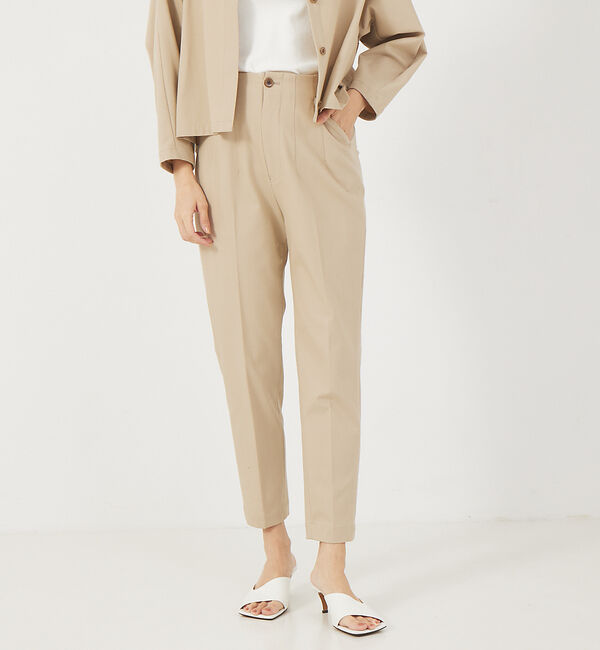 qualite「《セットアップ対応》2WAYストレッチハイウエストテーパードパンツ」|その他|ベージュ
