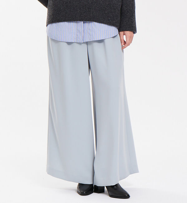 qualite「ストレッチサテンワイドパンツ」|その他|ライトブルー
