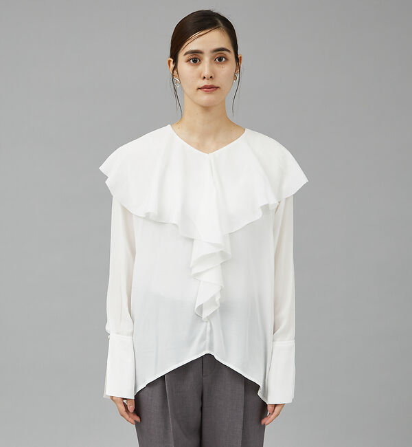 qualite「ラッフルカラーブラウス」|シャツ・ブラウス|