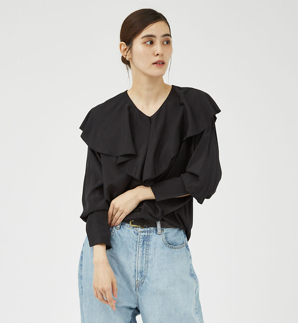 qualite「ラッフルカラーブラウス」|シャツ・ブラウス|