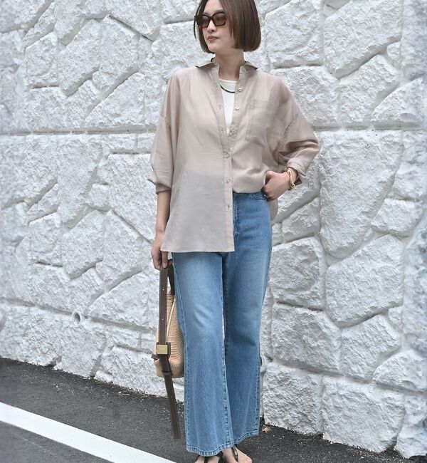 qualite「【大人シアーシャツ】バックスリットシアーシャツ【予約】」|シャツ・ブラウス|